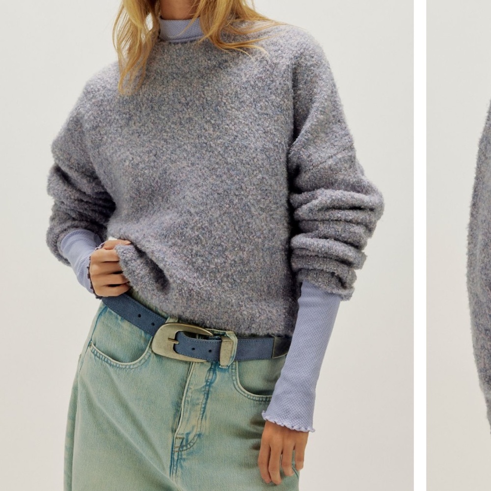 Free People Heathered Lavender Crewneck Sweater